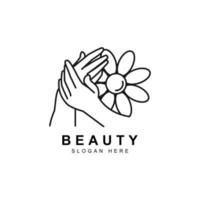 Hand beauty logo template design vector icon illustration.