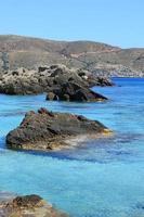 laguna azul kedrodasos playa isla de creta arena roja aguas antecedentes foto