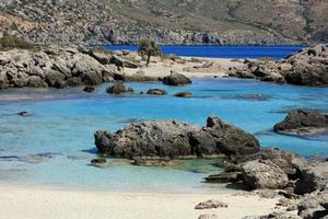 Blue lagoon kedrodasos beach crete island red sand waters background photo