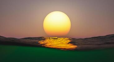 Sunset over the surface of the sea photo