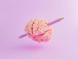 Brain with a pencil through photo