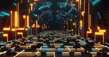 3D-Rendering-Schleife des Neon-Science-Fiction-Korridors. video