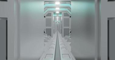 3d rendering seamless loop animation of white sci-fi corridor . video