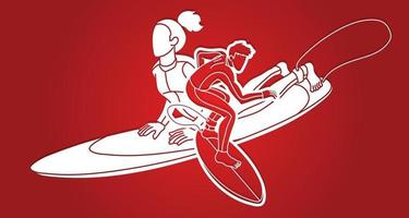 surfista deporte masculino y femenino jugador vector