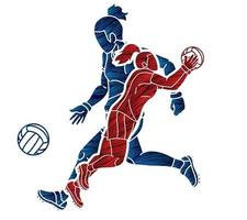 Gaelic Football Female players Action vector