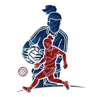 Silhouette Gaelic Football Female players Action vector