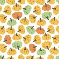 Yellow green orange pumpkins seamless pattern vector