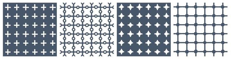 Blue set of abstract grid seamless patterns vector