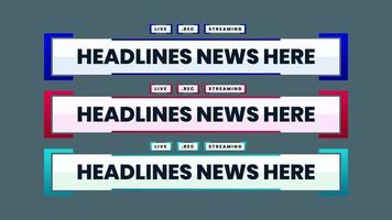 headlines news video lower third vector template