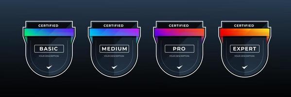 certified shield badge for professional business in colorful vector