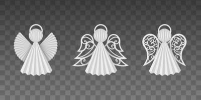 set of isolated paper angels for christmas decorations vector