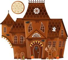 isolated gingerbread halloween house with cookies and candies vector