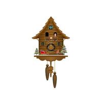christmas wooden cuckoo clock with decorations vector