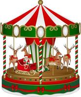 christmas carousel with santa claus and reindeers vector