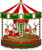 christmas carousel with santa claus and reindeers vector