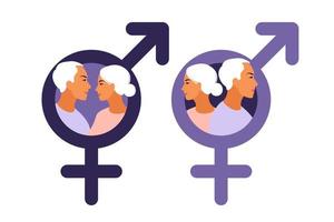 Men and women symbol. Gender equality symbol. Vector illustration.