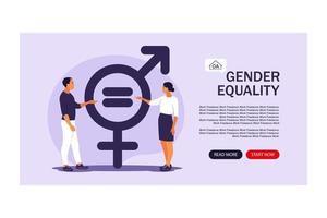 Gender equality concept. Landing page for web. vector