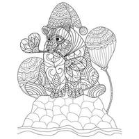 Bear hand drawn for adult coloring book vector