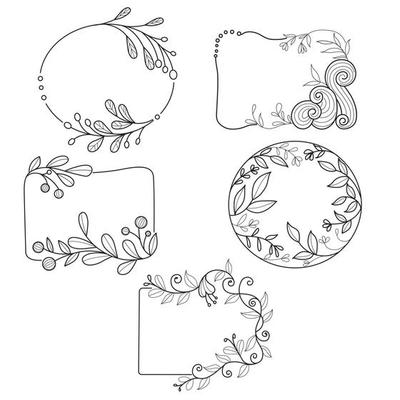 Beautiful flower frame hand drawn for adult coloring book