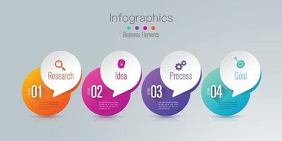 Infografías e iconos de arte en papel con 4 pasos. vector