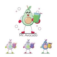 logo para tienda de jugos con fruta de aguacate vector