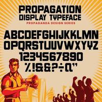 Propaganda alphabet letters font and number collection vector