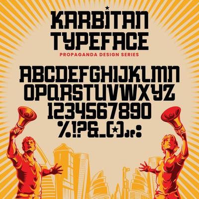 Propaganda alphabet letters font and number