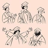 People doodles celebrate graduation vector