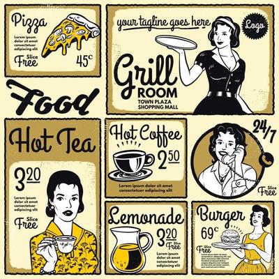 Vintage design menu restaurant or diner template