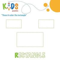 Trace and color the shape. Printable worksheet vector