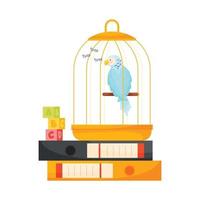 Parrot cage and files folders vector