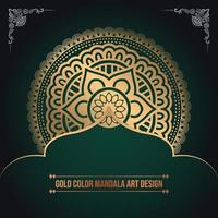 diseño de arte de mandala de patrón islámico de color dorado de lujo vector