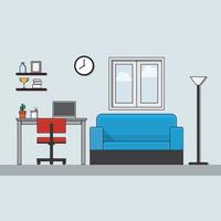 Flat design vector image of working at home