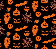 Seamless repeating pattern with Halloween symbols. silhouettes vector