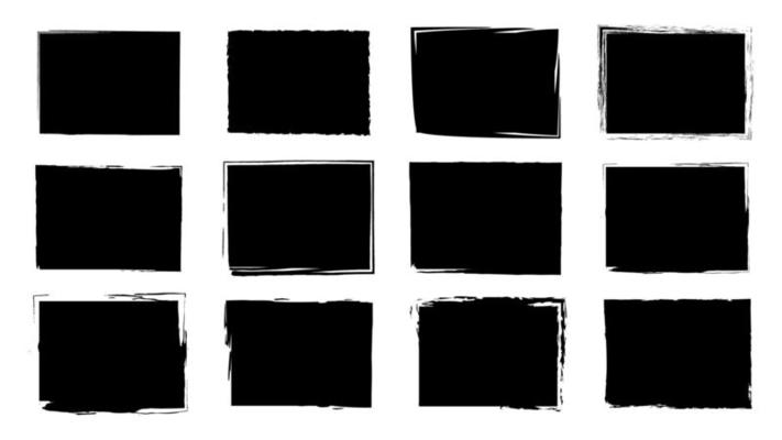 Dirty frames grunge. Ink brush strokes. distress textures of a square