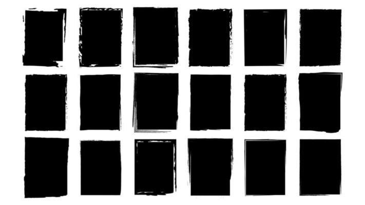 Dirty frames grunge. Ink brush strokes. distress textures of a square