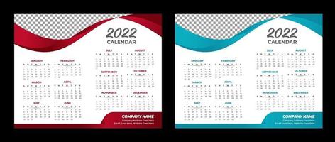 2022 calendario plantilla calendario de pared 2022 vector diseño de calendario de escritorio