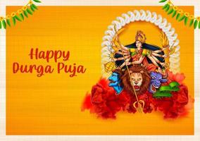 Goddess Durga Face in Happy Durga Puja Subh Navratri Indian religious
