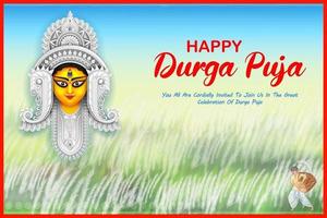 diosa durga cara feliz durga puja subh navratri indio religioso vector