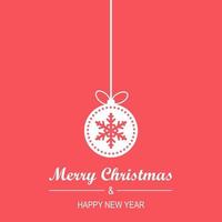 tarjeta de felicitación de navidad y año nuevo con adornos colgantes, letras vector