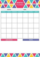 Geometric Colorful Monthly Planner Template vector