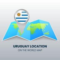 icono de ubicación de uruguay en el mapa mundial, icono de pin redondo de uruguay vector