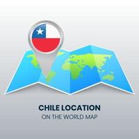 icono de ubicación de chile en el mapa mundial, icono de pin redondo de chile vector