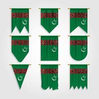 Turkmenistan flag in different shapes vector