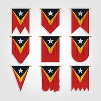 bandera de timor leste en diferentes formas vector