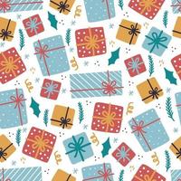 Christmas funny seamless pattern with elements vector