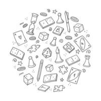 Hand drawn set of board game element vector