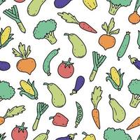 Hand drawn seamless pattern of vegetables. Vector illustration.