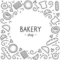 Hand drawn set of bakery and baking elements. Vector illustration.