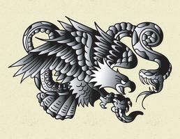 tatuaje de águila en blanco y negro
